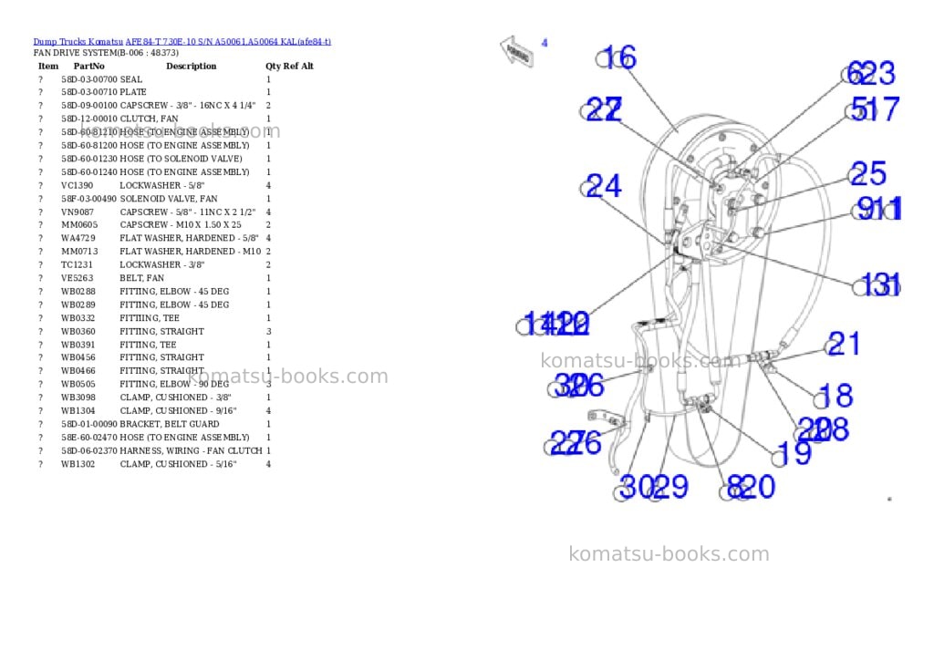 Komatsu AFE84-T 730E-10 S/N A50061,A50064 KAL Parts catalog cover Page 3