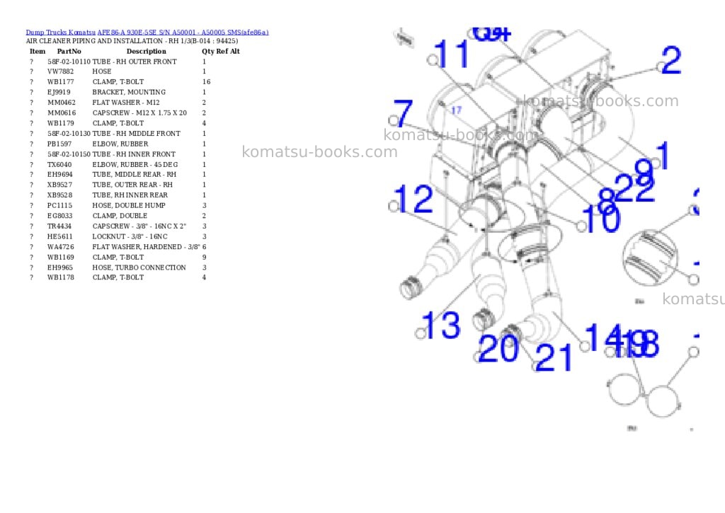 Komatsu AFE86-A 930E-5SE S/N A50001 - A50005 SMS Parts catalog cover Page 7 Komatsu AFE86-A 930E-5SE S/N A50001 - A50005 SMS Parts catalog cover Page 7