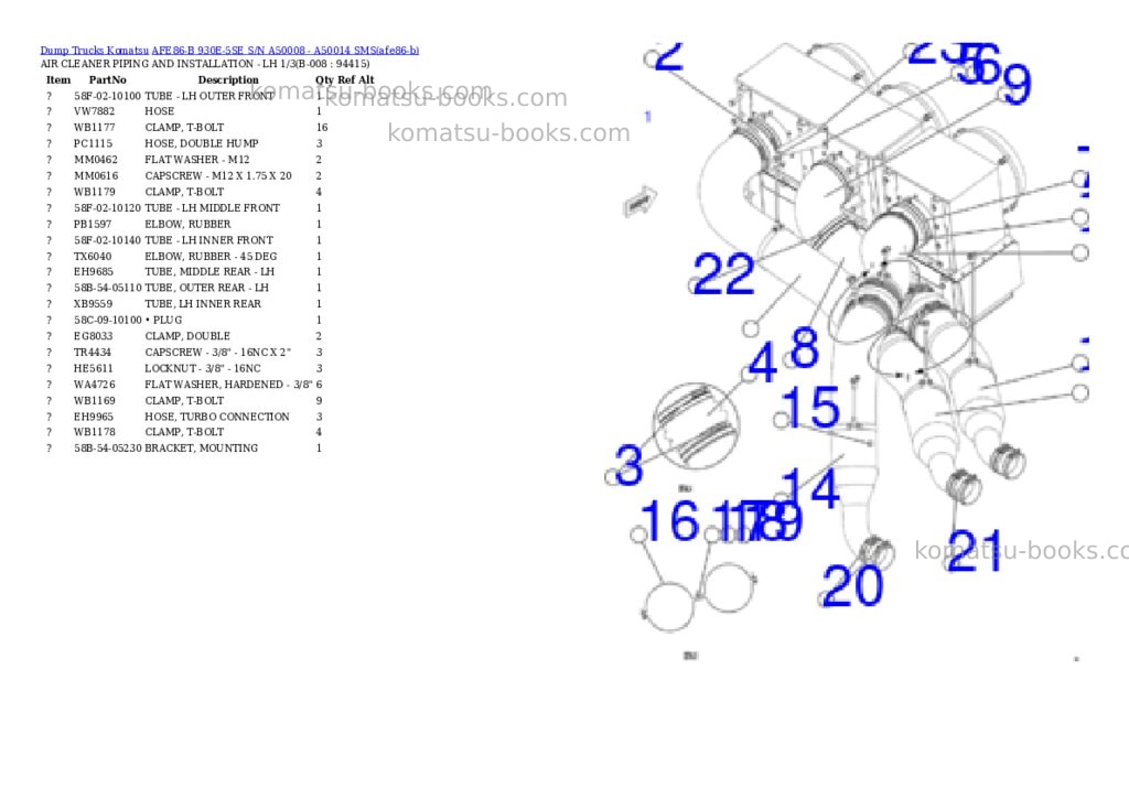 Komatsu AFE86-B 930E-5SE S/N A50008 - A50014 SMS Parts catalog cover Page 4