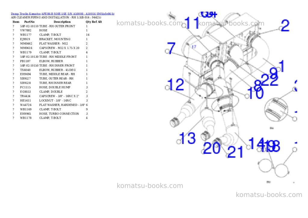 Komatsu AFE86-B 930E-5SE S/N A50008 - A50014 SMS Parts catalog cover Page 7