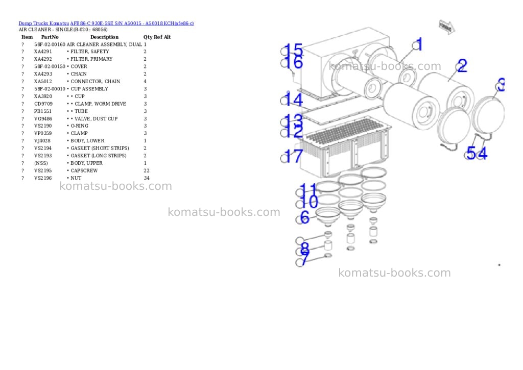 Komatsu AFE86-C 930E-5SE S/N A50015 - A50018 KCH Parts catalog cover Page 10 Komatsu AFE86-C 930E-5SE S/N A50015 - A50018 KCH Parts catalog cover Page 10