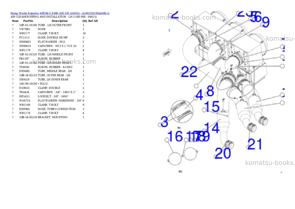 Komatsu AFE86-C 930E-5SE S/N A50015 - A50018 KCH Parts catalog cover Page 4 Komatsu AFE86-C 930E-5SE S/N A50015 - A50018 KCH Parts catalog cover Page 4