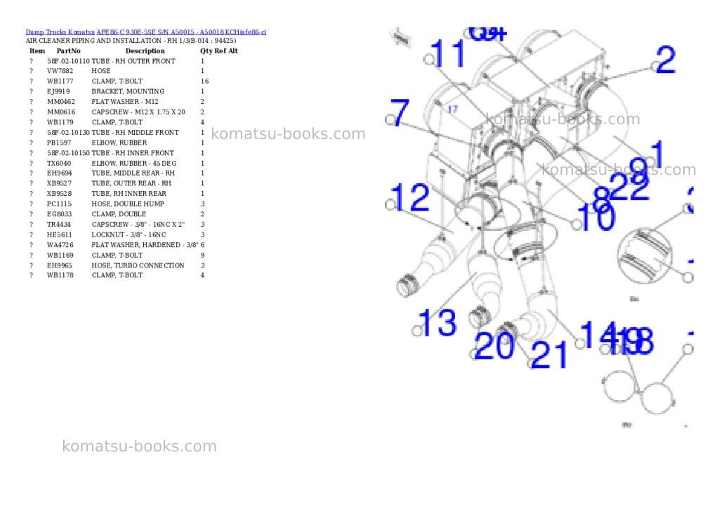 Komatsu AFE86-C 930E-5SE S/N A50015 - A50018 KCH Parts catalog cover Page 7 Komatsu AFE86-C 930E-5SE S/N A50015 - A50018 KCH Parts catalog cover Page 7