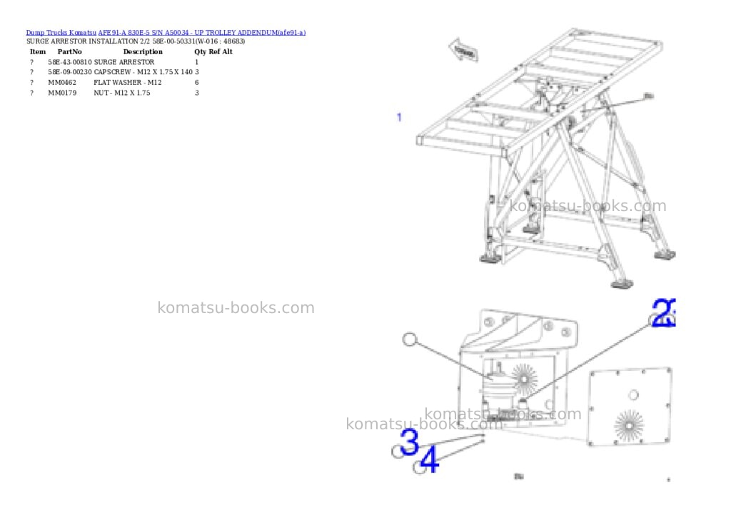Komatsu AFE91-A 830E-5 S/N A50034 - UP TROLLEY ADDENDUM Parts catalog cover Page 10 Komatsu AFE91-A 830E-5 S/N A50034 - UP TROLLEY ADDENDUM Parts catalog cover Page 10