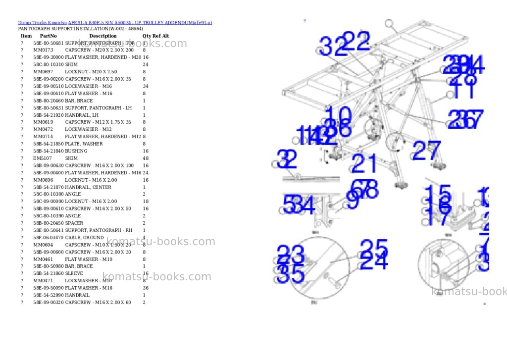 Komatsu AFE91-A 830E-5 S/N A50034 - UP TROLLEY ADDENDUM Parts catalog cover Page 3 Komatsu AFE91-A 830E-5 S/N A50034 - UP TROLLEY ADDENDUM Parts catalog cover Page 3