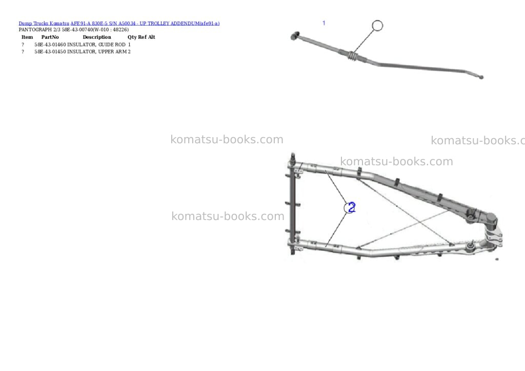 Komatsu AFE91-A 830E-5 S/N A50034 - UP TROLLEY ADDENDUM Parts catalog cover Page 7 Komatsu AFE91-A 830E-5 S/N A50034 - UP TROLLEY ADDENDUM Parts catalog cover Page 7