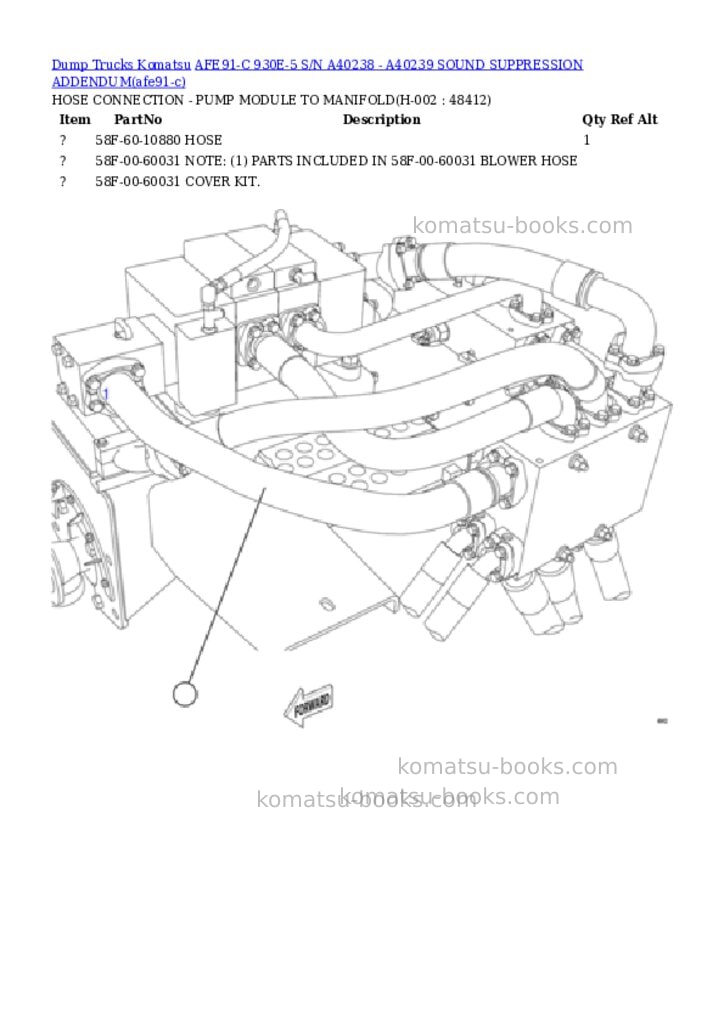 Komatsu AFE91-C 930E-5 S/N A40238 - A40239 SOUND SUPPRESSION ADDENDUM Parts catalog cover Page 10