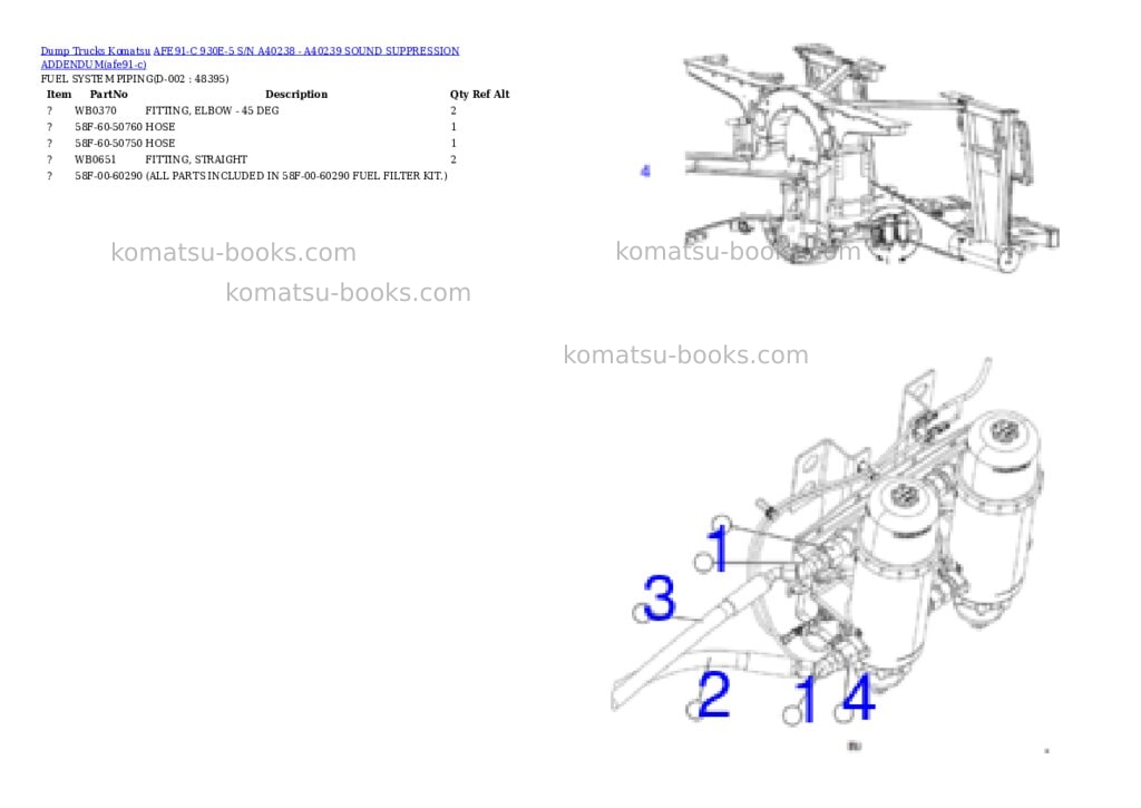 Komatsu AFE91-C 930E-5 S/N A40238 - A40239 SOUND SUPPRESSION ADDENDUM Parts catalog cover Page 3
