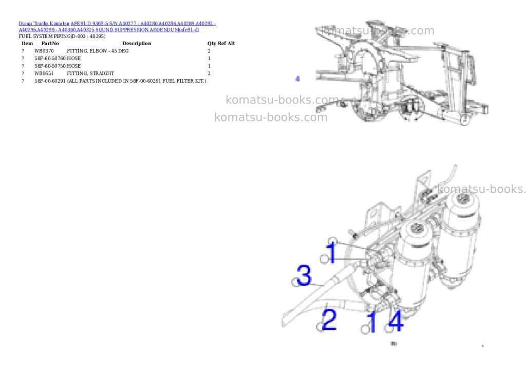 Komatsu AFE91-D 930E-5 S/N A40277 - A40280,A40286,A40289,A40292 - A40295,A40299 - A40300,A40325 SOUND SUPPRESSION ADDENDUM Parts catalog cover Page 6