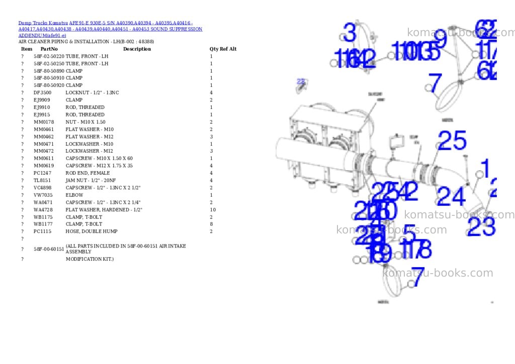 Komatsu AFE91-E 930E-5 S/N A40390,A40394 - A40395,A40416 - A40417,A40430,A40438 - A40439,A40440,A40451 - A40453 SOUND SUPPRESSION ADDENDUM Parts catalog cover Komatsu AFE91-E 930E-5 S/N A40390,A40394 - A40395,A40416 - A40417,A40430,A40438 - A40439,A40440,A40451 - A40453 SOUND SUPPRESSION ADDENDUM Parts catalog cover