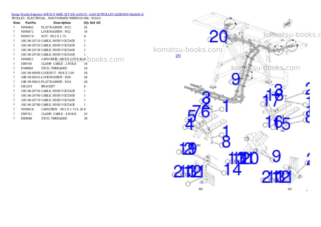 Komatsu AFE91-F 860E-1KT S/N A30119 - A30138 TROLLEY ADDENDUM Parts catalog cover Page 3 Komatsu AFE91-F 860E-1KT S/N A30119 - A30138 TROLLEY ADDENDUM Parts catalog cover Page 3