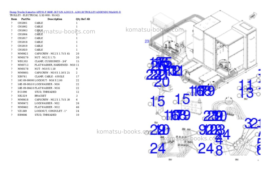 Komatsu AFE91-F 860E-1KT S/N A30119 - A30138 TROLLEY ADDENDUM Parts catalog cover Page 5 Komatsu AFE91-F 860E-1KT S/N A30119 - A30138 TROLLEY ADDENDUM Parts catalog cover Page 5