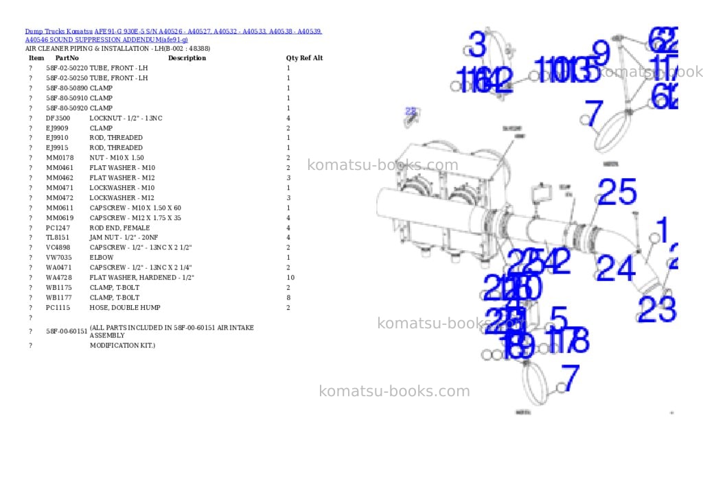 Komatsu AFE91-G 930E-5 S/N A40526 - A40527, A40532 - A40533, A40538 - A40539, A40546 SOUND SUPPRESSION ADDENDUM Parts catalog cover Komatsu AFE91-G 930E-5 S/N A40526 - A40527, A40532 - A40533, A40538 - A40539, A40546 SOUND SUPPRESSION ADDENDUM Parts catalog cover