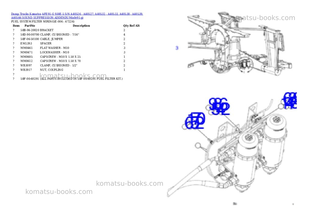 Komatsu AFE91-G 930E-5 S/N A40526 - A40527, A40532 - A40533, A40538 - A40539, A40546 SOUND SUPPRESSION ADDENDUM Parts catalog cover Page 9 Komatsu AFE91-G 930E-5 S/N A40526 - A40527, A40532 - A40533, A40538 - A40539, A40546 SOUND SUPPRESSION ADDENDUM Parts catalog cover Page 9