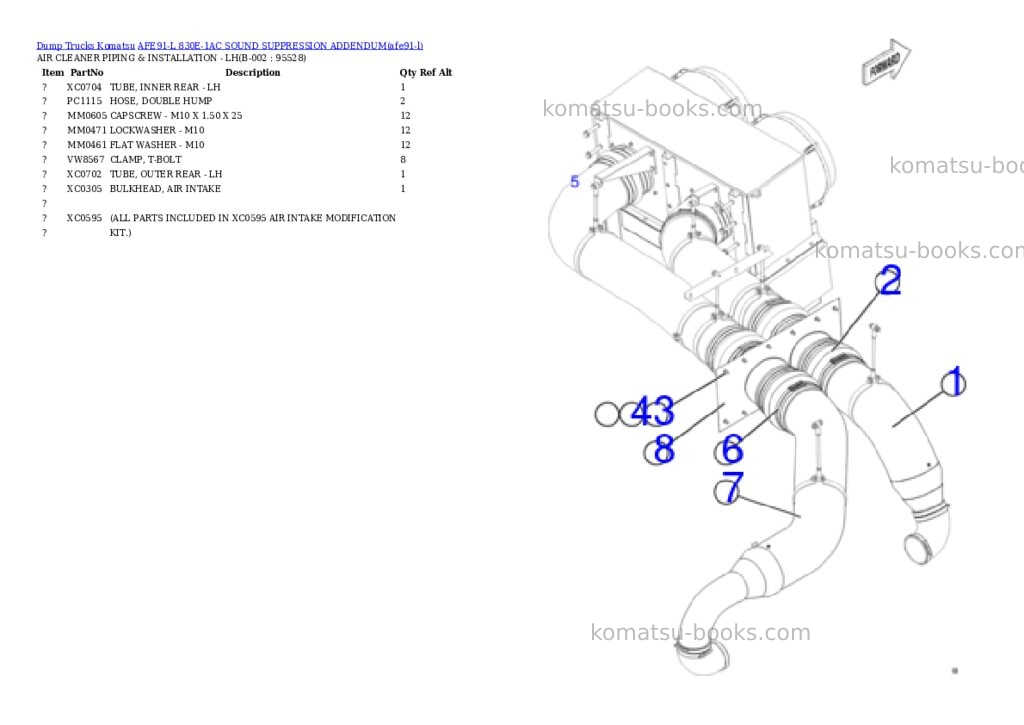 Komatsu AFE91-L 830E-1AC SOUND SUPPRESSION ADDENDUM Parts catalog cover Komatsu AFE91-L 830E-1AC SOUND SUPPRESSION ADDENDUM Parts catalog cover