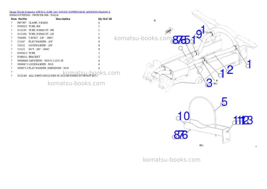 Komatsu AFE91-L 830E-1AC SOUND SUPPRESSION ADDENDUM Parts catalog cover Page 4 Komatsu AFE91-L 830E-1AC SOUND SUPPRESSION ADDENDUM Parts catalog cover Page 4