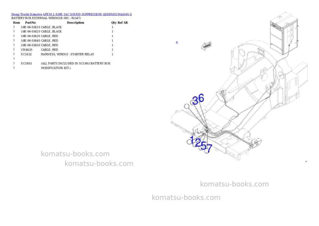 Komatsu AFE91-L 830E-1AC SOUND SUPPRESSION ADDENDUM Parts catalog cover Page 8 Komatsu AFE91-L 830E-1AC SOUND SUPPRESSION ADDENDUM Parts catalog cover Page 8