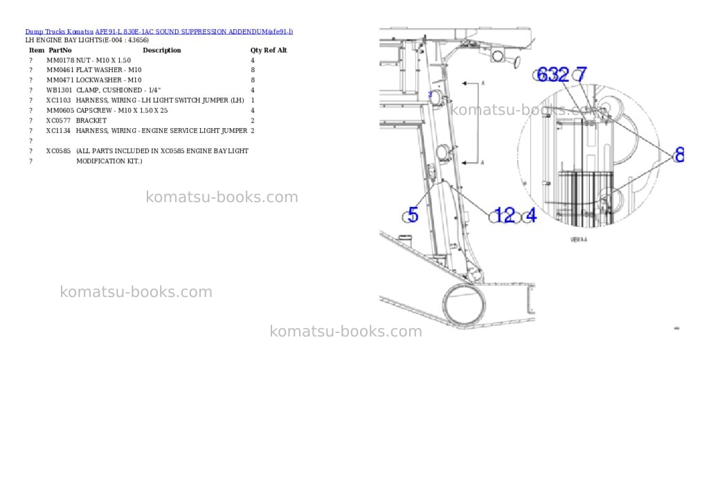 Komatsu AFE91-L 830E-1AC SOUND SUPPRESSION ADDENDUM Parts catalog cover Page 9 Komatsu AFE91-L 830E-1AC SOUND SUPPRESSION ADDENDUM Parts catalog cover Page 9