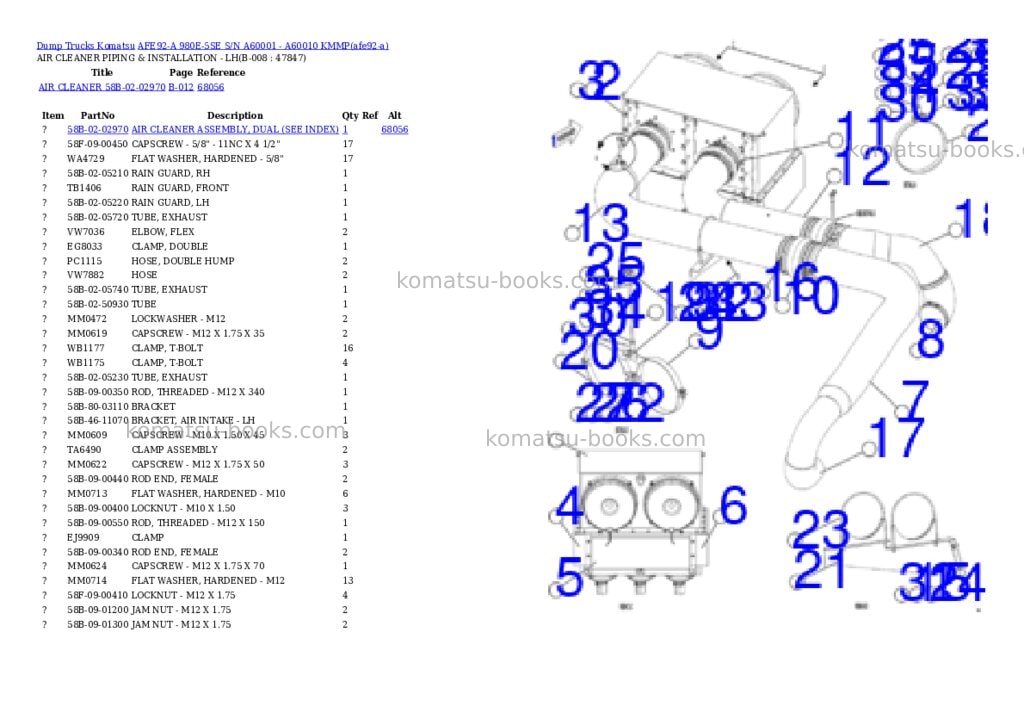 Komatsu AFE92-A 980E-5SE S/N A60001 - A60010 KMMP Parts catalog cover Page 4