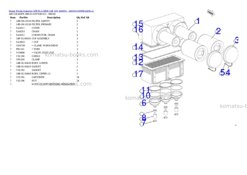 Komatsu AFE92-A 980E-5SE S/N A60001 - A60010 KMMP Parts catalog cover Page 6
