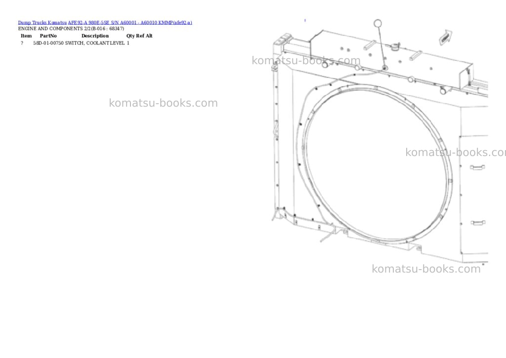 Komatsu AFE92-A 980E-5SE S/N A60001 - A60010 KMMP Parts catalog cover Page 8
