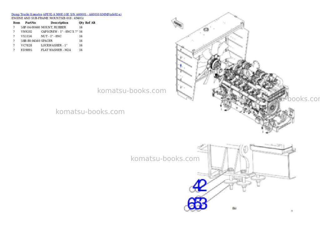 Komatsu AFE92-A 980E-5SE S/N A60001 - A60010 KMMP Parts catalog cover Page 9