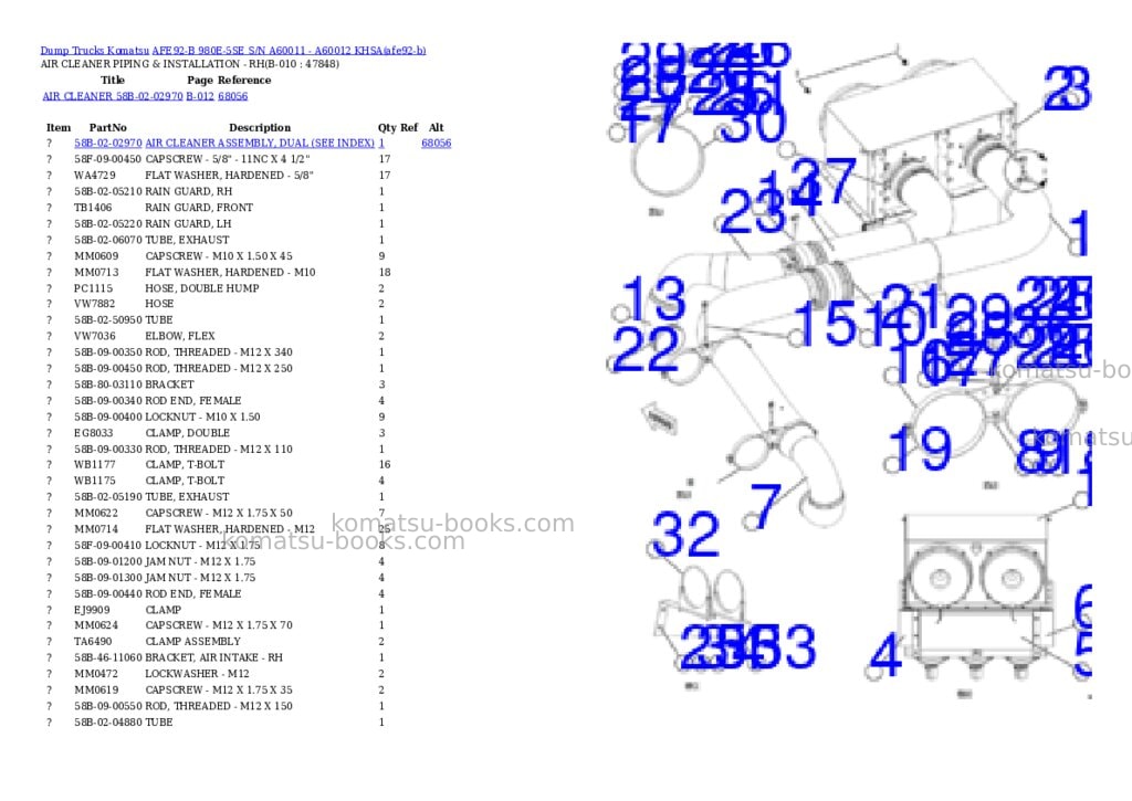 Komatsu AFE92-B 980E-5SE S/N A60011 - A60012 KHSA Parts catalog cover Page 5