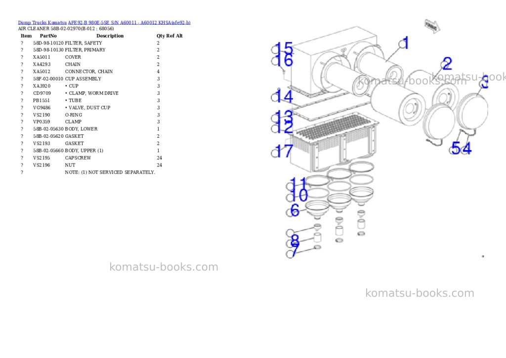 Komatsu AFE92-B 980E-5SE S/N A60011 - A60012 KHSA Parts catalog cover Page 6