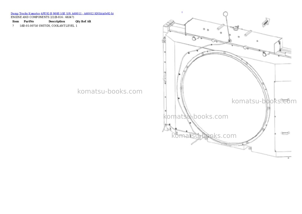 Komatsu AFE92-B 980E-5SE S/N A60011 - A60012 KHSA Parts catalog cover Page 8