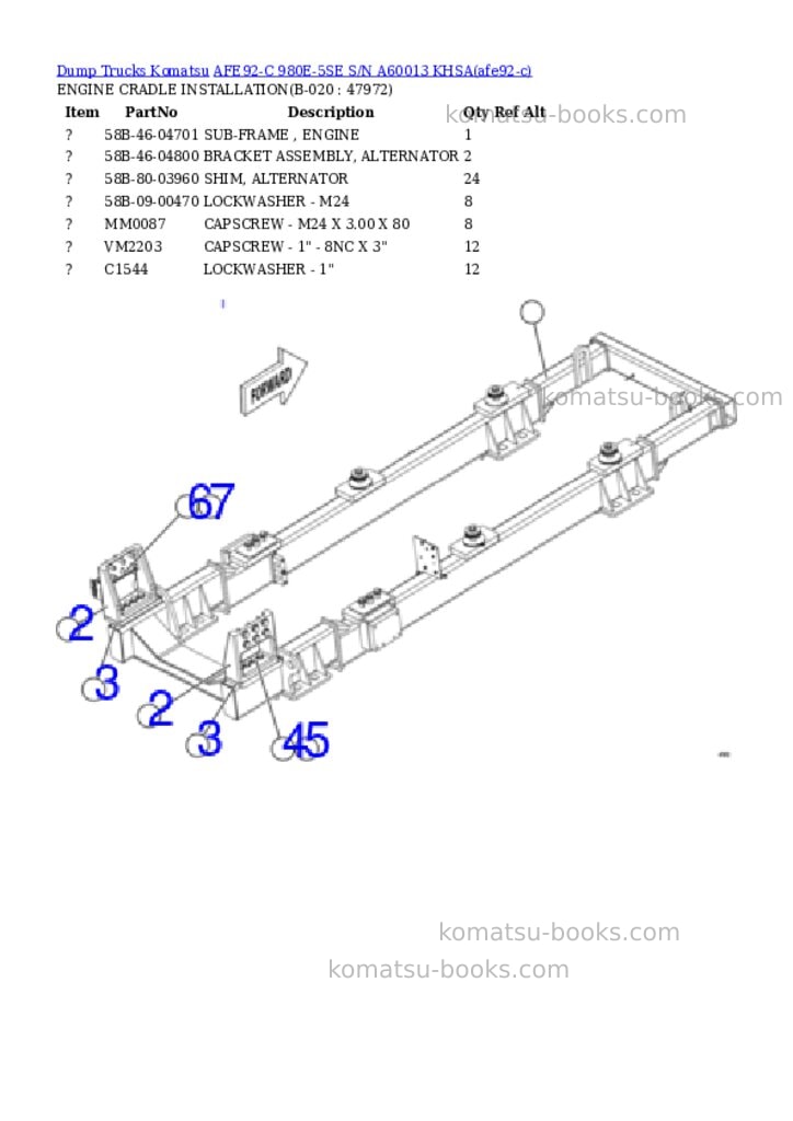 Komatsu AFE92-C 980E-5SE S/N A60013 KHSA Parts catalog cover Page 10