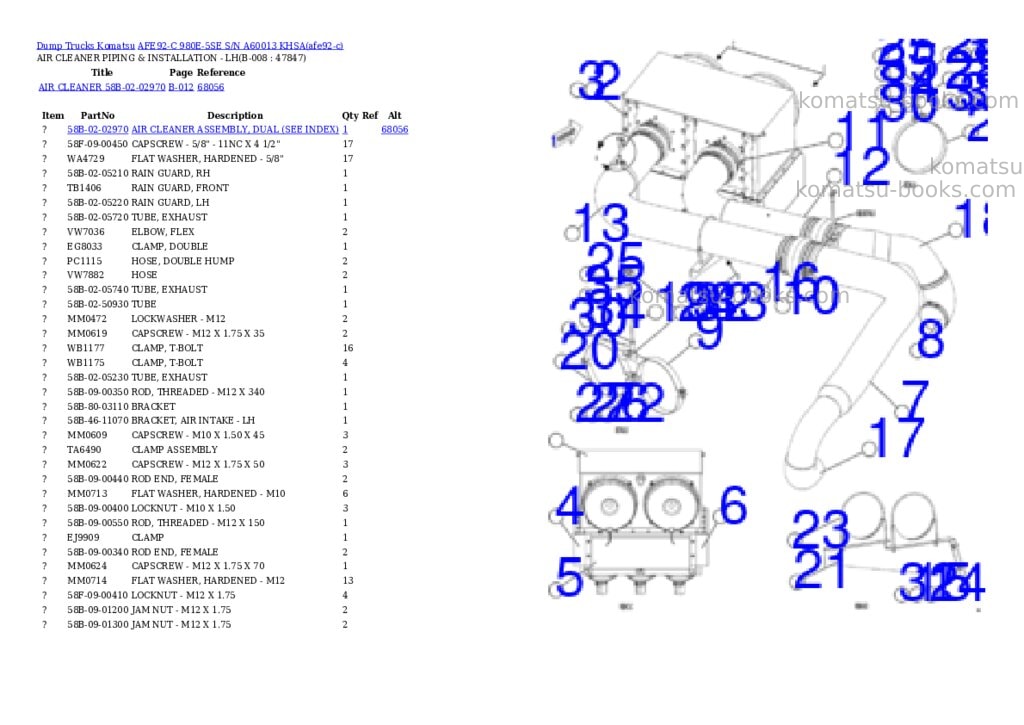 Komatsu AFE92-C 980E-5SE S/N A60013 KHSA Parts catalog cover Page 4