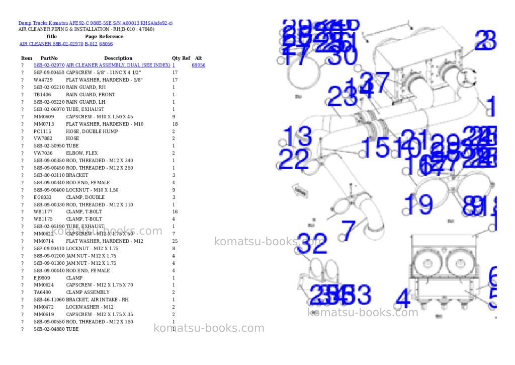 Komatsu AFE92-C 980E-5SE S/N A60013 KHSA Parts catalog cover Page 5