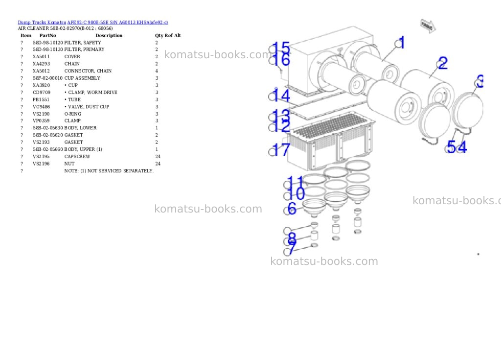 Komatsu AFE92-C 980E-5SE S/N A60013 KHSA Parts catalog cover Page 6