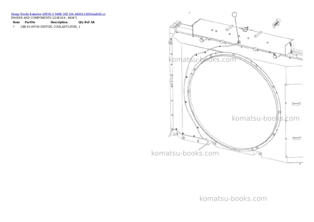 Komatsu AFE92-C 980E-5SE S/N A60013 KHSA Parts catalog cover Page 8