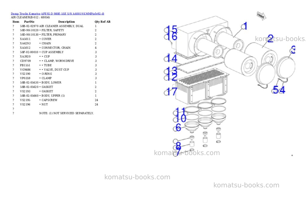 Komatsu AFE92-D 980E-5SE S/N A60019 KMMP Parts catalog cover Page 6 Komatsu AFE92-D 980E-5SE S/N A60019 KMMP Parts catalog cover Page 6