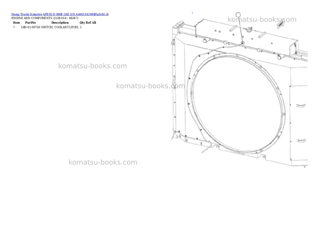 Komatsu AFE92-D 980E-5SE S/N A60019 KMMP Parts catalog cover Page 8 Komatsu AFE92-D 980E-5SE S/N A60019 KMMP Parts catalog cover Page 8