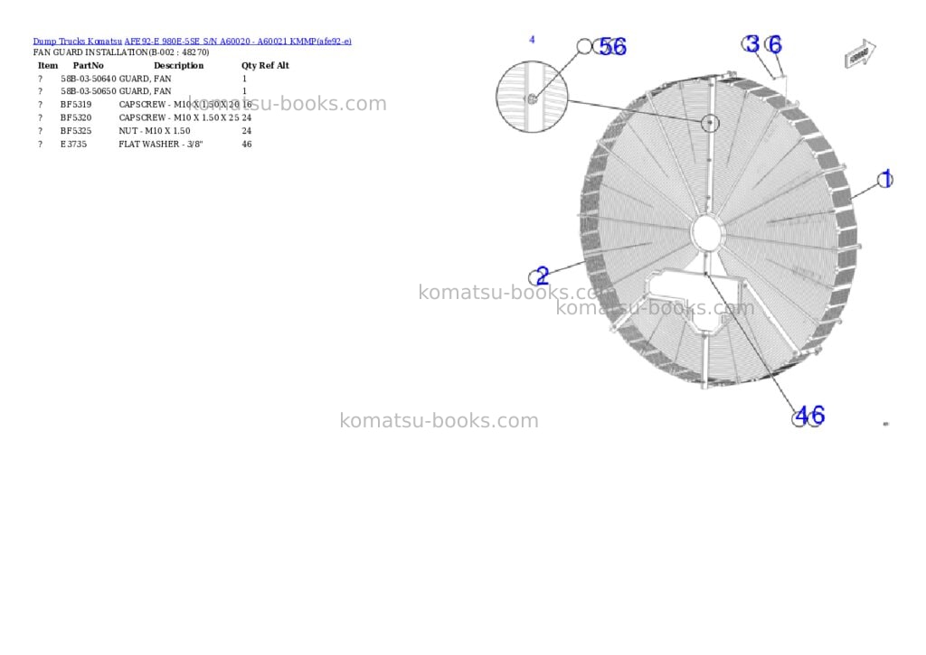 Komatsu AFE92-E 980E-5SE S/N A60020 - A60021 KMMP Parts catalog cover Komatsu AFE92-E 980E-5SE S/N A60020 - A60021 KMMP Parts catalog cover