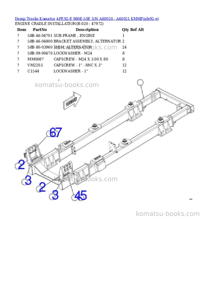 Komatsu AFE92-E 980E-5SE S/N A60020 - A60021 KMMP Parts catalog cover Page 10 Komatsu AFE92-E 980E-5SE S/N A60020 - A60021 KMMP Parts catalog cover Page 10