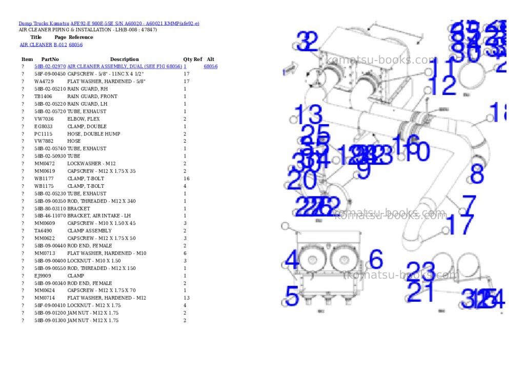 Komatsu AFE92-E 980E-5SE S/N A60020 - A60021 KMMP Parts catalog cover Page 4 Komatsu AFE92-E 980E-5SE S/N A60020 - A60021 KMMP Parts catalog cover Page 4