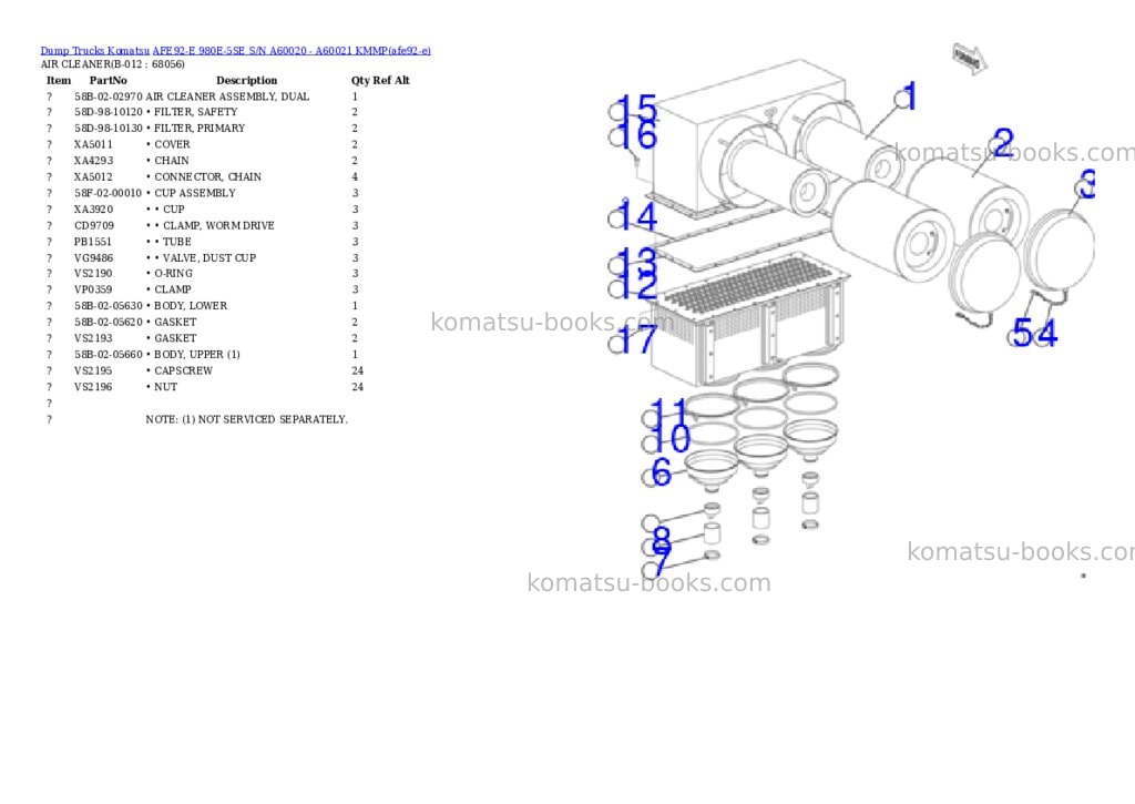 Komatsu AFE92-E 980E-5SE S/N A60020 - A60021 KMMP Parts catalog cover Page 6 Komatsu AFE92-E 980E-5SE S/N A60020 - A60021 KMMP Parts catalog cover Page 6