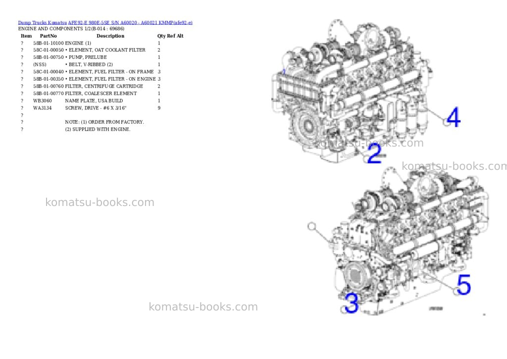 Komatsu AFE92-E 980E-5SE S/N A60020 - A60021 KMMP Parts catalog cover Page 7 Komatsu AFE92-E 980E-5SE S/N A60020 - A60021 KMMP Parts catalog cover Page 7
