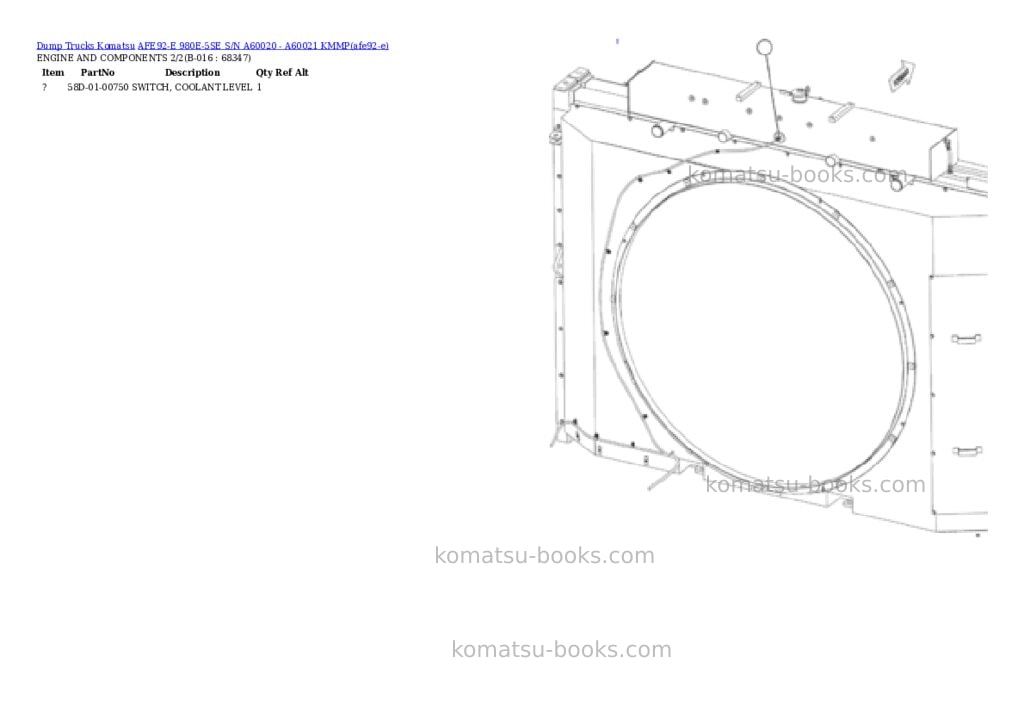 Komatsu AFE92-E 980E-5SE S/N A60020 - A60021 KMMP Parts catalog cover Page 8 Komatsu AFE92-E 980E-5SE S/N A60020 - A60021 KMMP Parts catalog cover Page 8