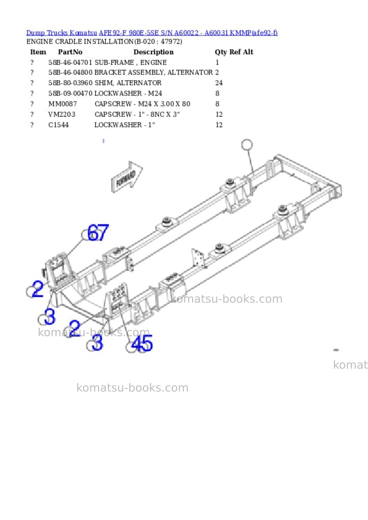Komatsu AFE92-F 980E-5SE S/N A60022 - A60031 KMMP Parts catalog cover Page 10 Komatsu AFE92-F 980E-5SE S/N A60022 - A60031 KMMP Parts catalog cover Page 10
