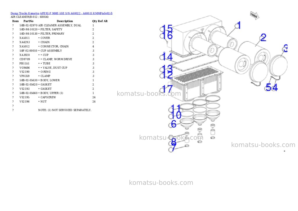Komatsu AFE92-F 980E-5SE S/N A60022 - A60031 KMMP Parts catalog cover Page 6 Komatsu AFE92-F 980E-5SE S/N A60022 - A60031 KMMP Parts catalog cover Page 6