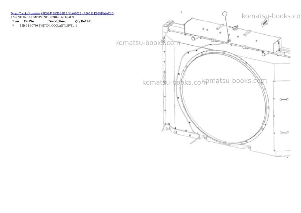 Komatsu AFE92-F 980E-5SE S/N A60022 - A60031 KMMP Parts catalog cover Page 8 Komatsu AFE92-F 980E-5SE S/N A60022 - A60031 KMMP Parts catalog cover Page 8
