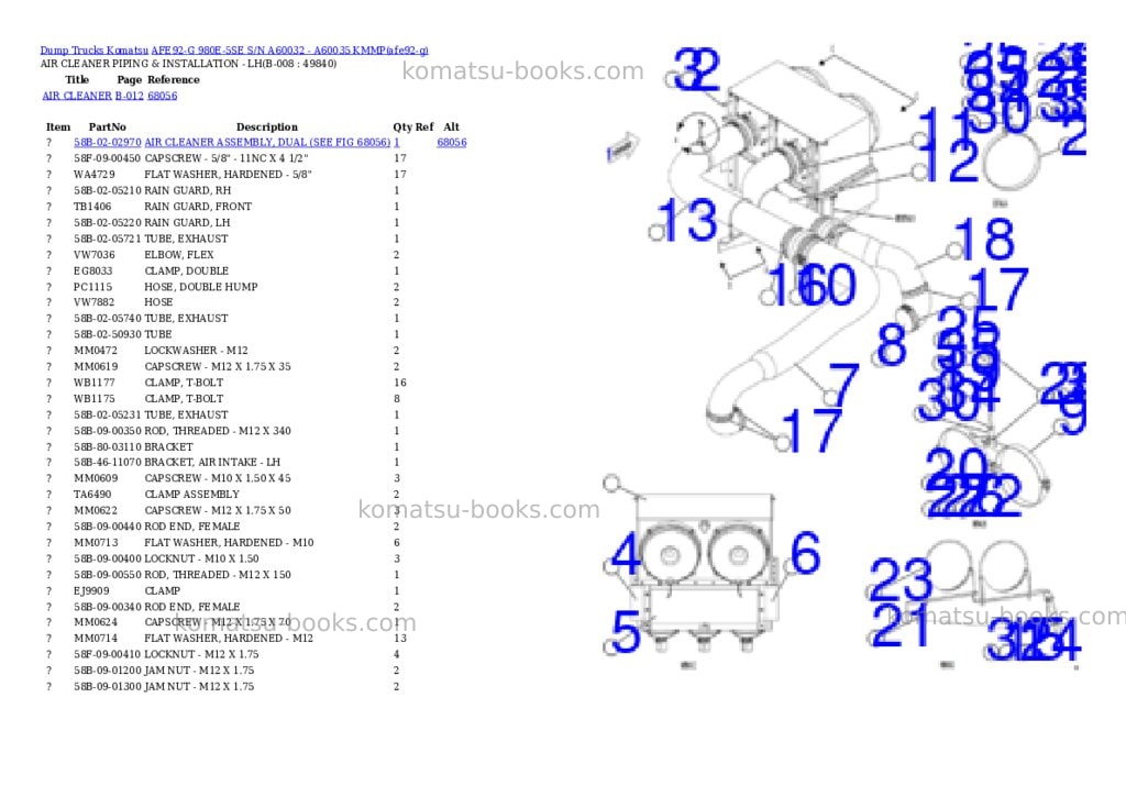 Komatsu AFE92-G 980E-5SE S/N A60032 - A60035 KMMP Parts catalog cover Page 4