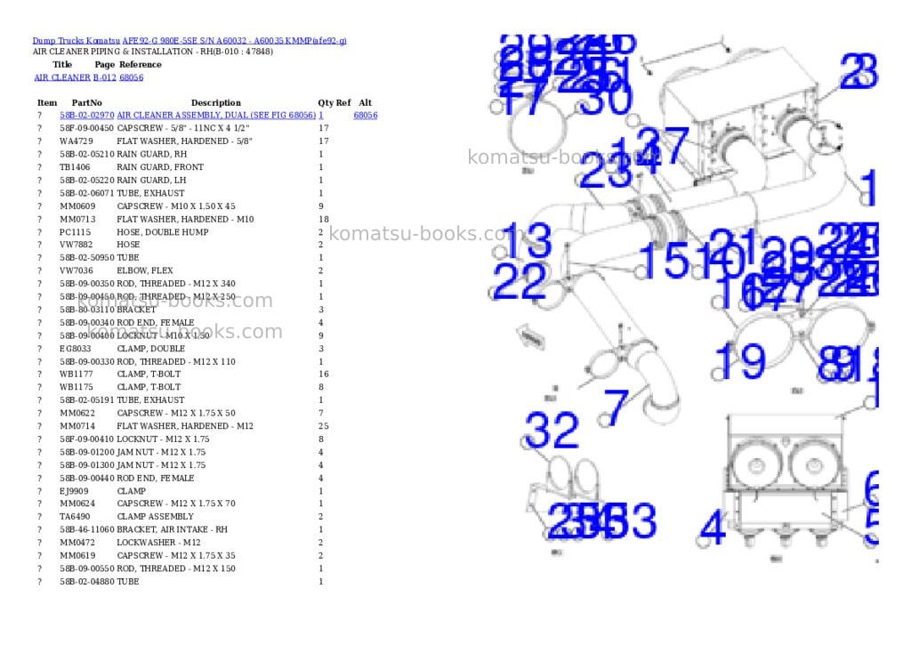 Komatsu AFE92-G 980E-5SE S/N A60032 - A60035 KMMP Parts catalog cover Page 5
