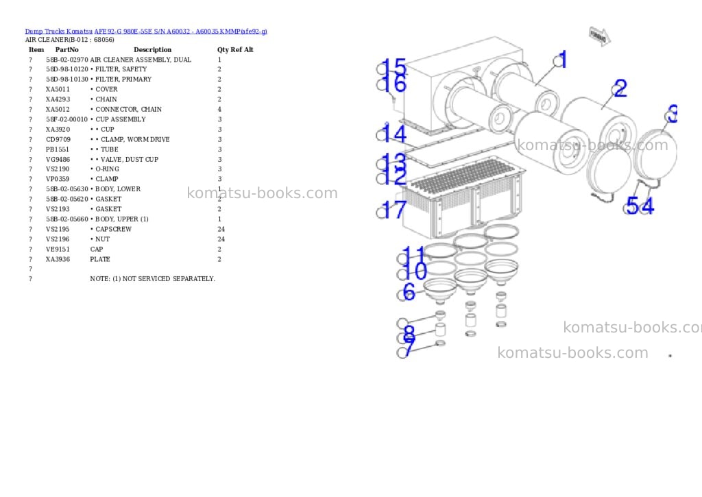 Komatsu AFE92-G 980E-5SE S/N A60032 - A60035 KMMP Parts catalog cover Page 6
