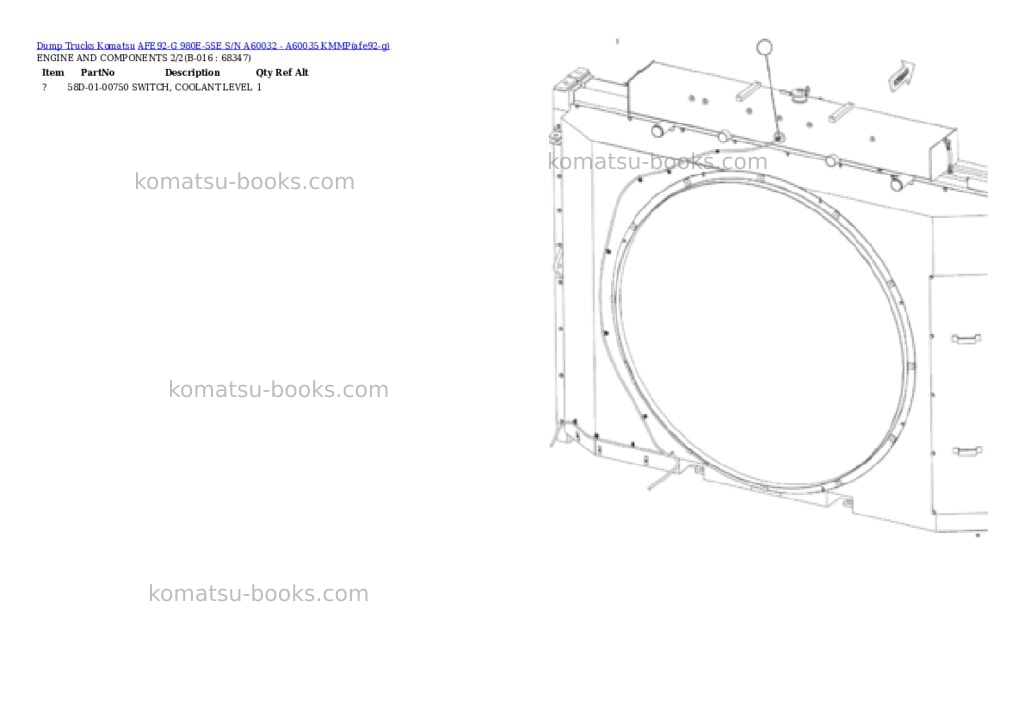Komatsu AFE92-G 980E-5SE S/N A60032 - A60035 KMMP Parts catalog cover Page 8