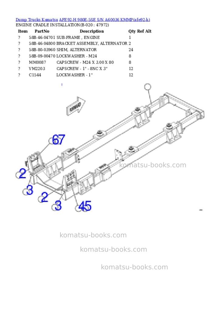 Komatsu AFE92-H 980E-5SE S/N A60036 KMMP Parts catalog cover Page 10